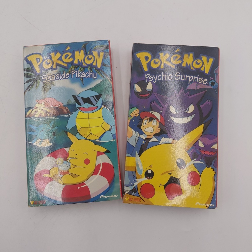 2 Vtg 90s Pokemon VHS Tapes Pokémon Seaside Pikachu & Psychic Surprise Kids
